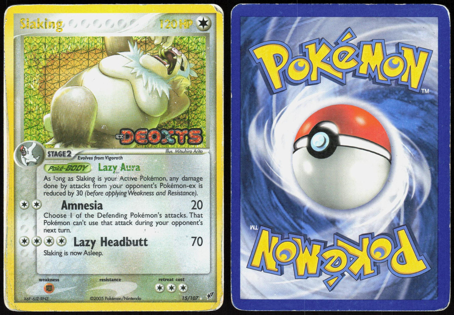 SLAKING 15/107 DEOXYS POKEMON RARE REVERSE HOLO HP