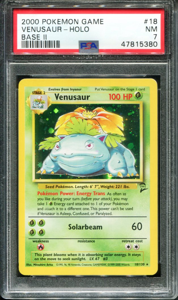 VENUSAUR HOLO 18 PSA 7 GAME BASE II POKEMON