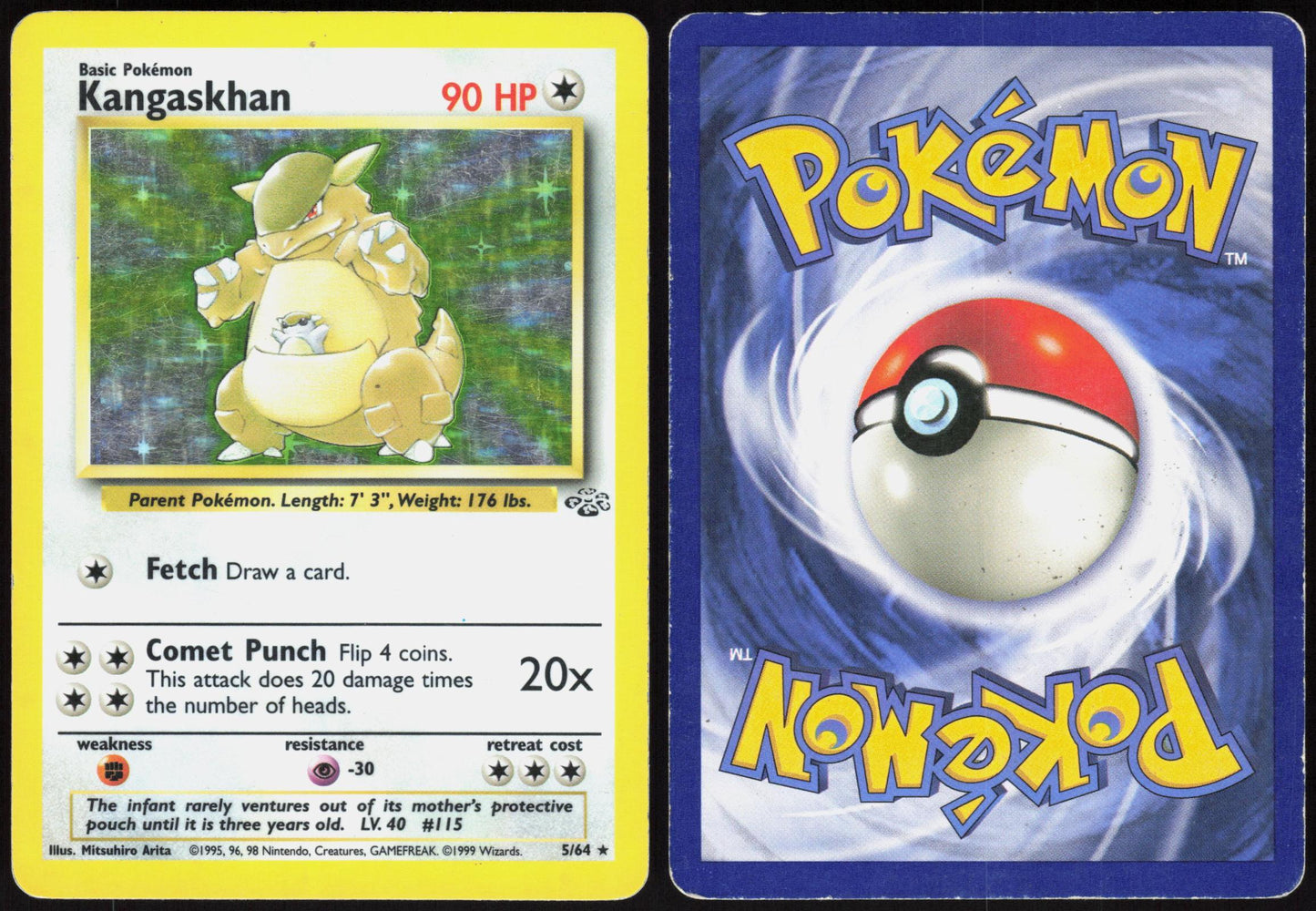 KANGASKHAN 5/64 JUNGLE POKEMON RARE UNLIMITED HOLO HP