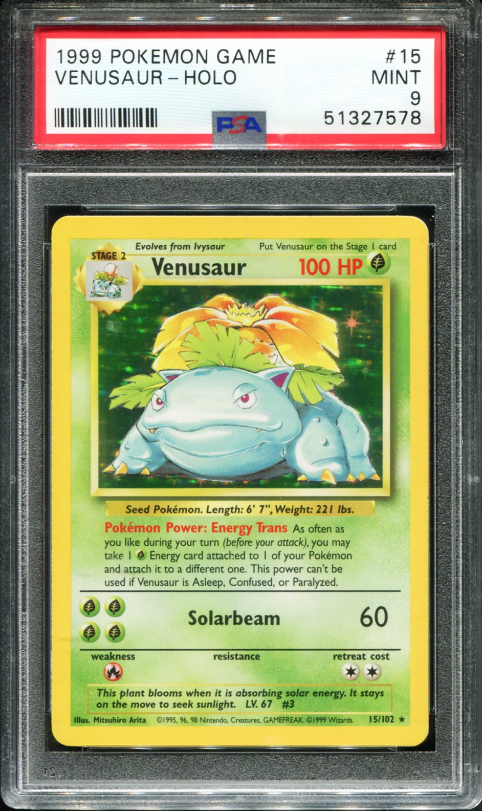 VENUSAUR HOLO 15/102 PSA 9 GAME POKEMON