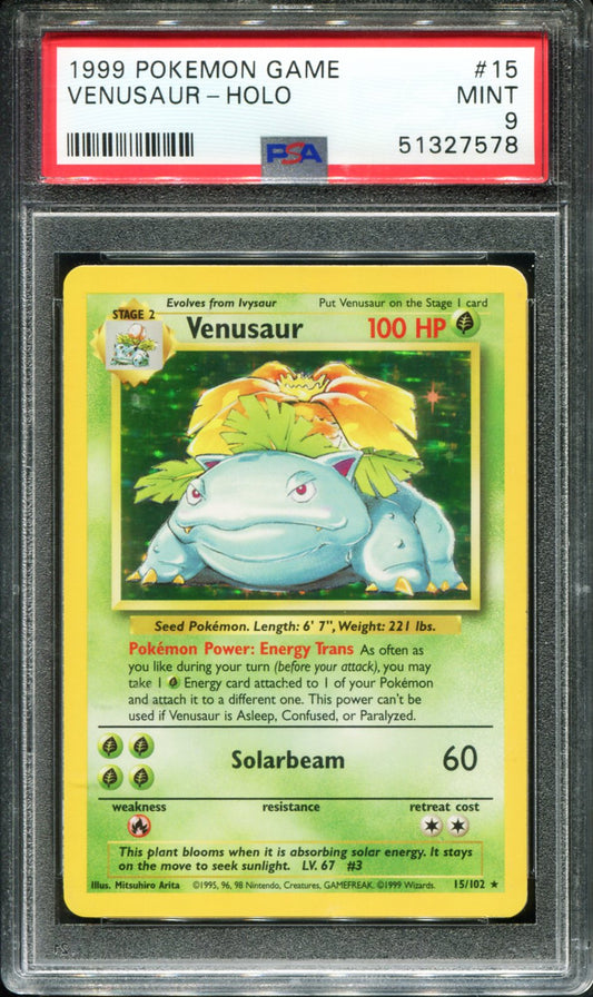 VENUSAUR HOLO 15/102 PSA 9 GAME POKEMON