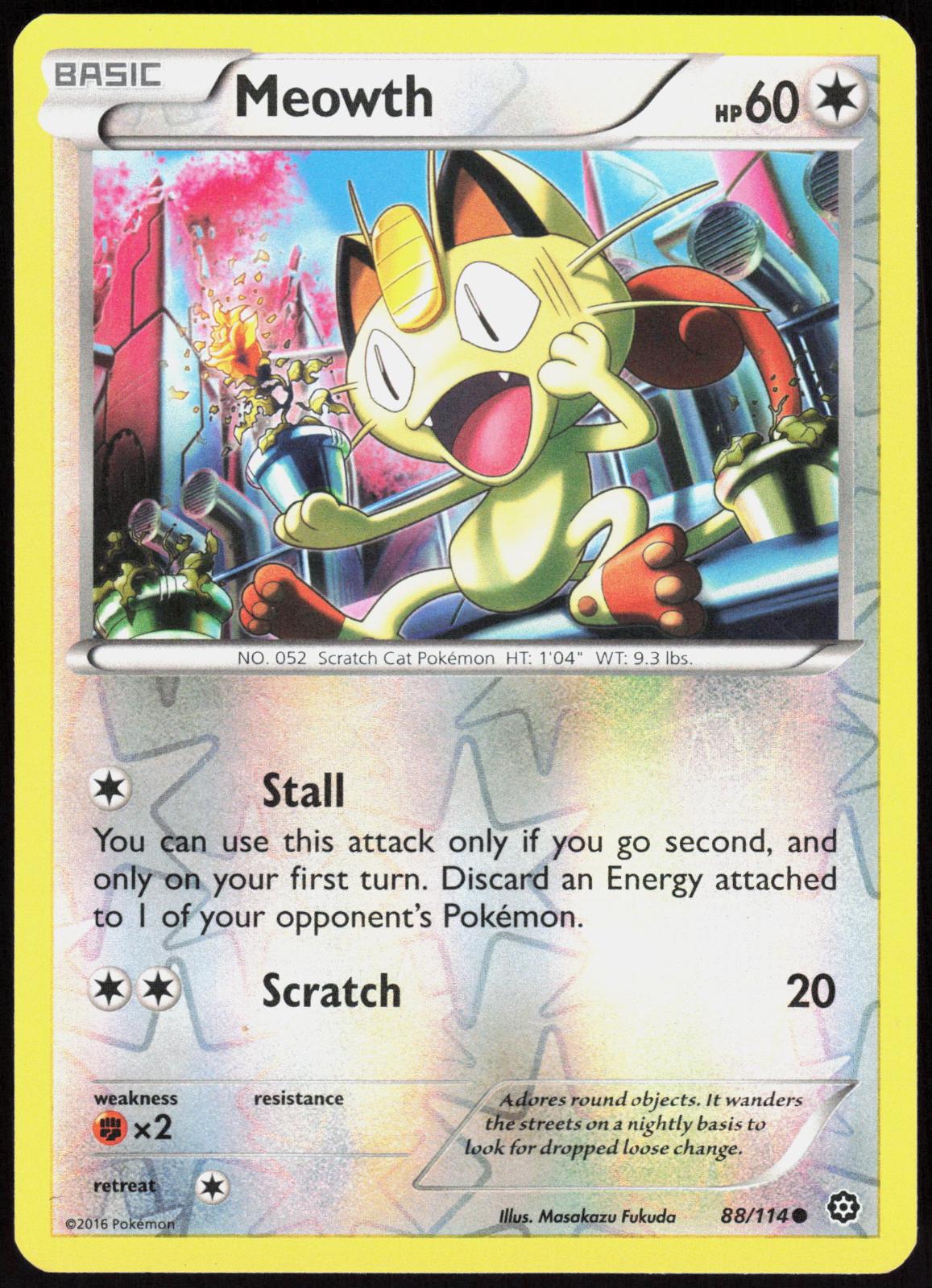 MEOWTH 88/114 STEAM SIEGE POKEMON COMMON REVERSE HOLO LP