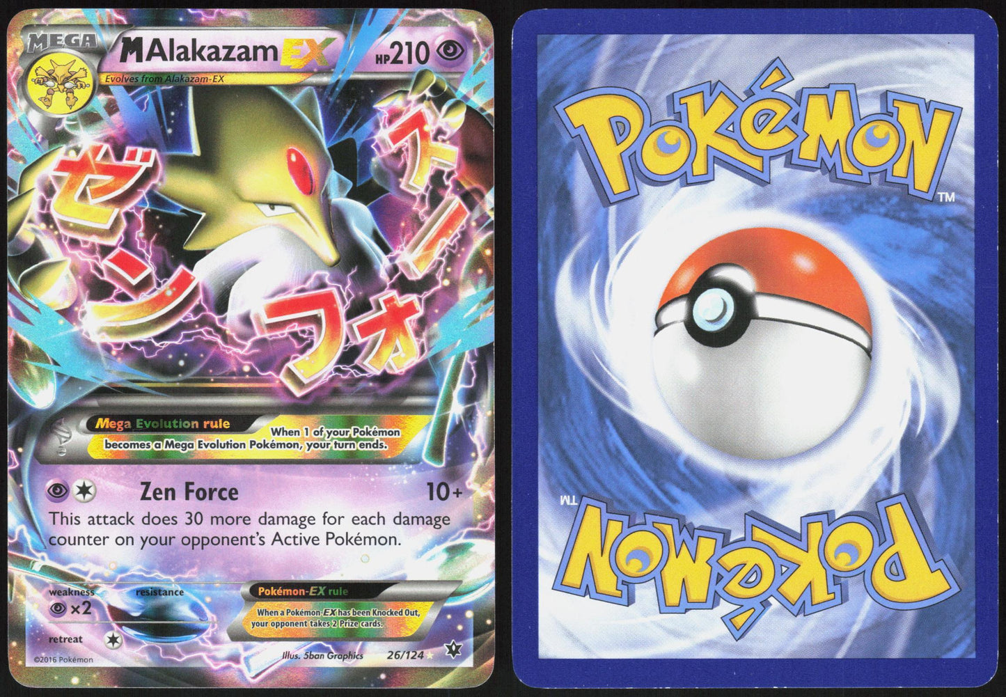 M ALAKAZAM EX 26/124 FATES COLLIDE POKEMON EX RARE LP
