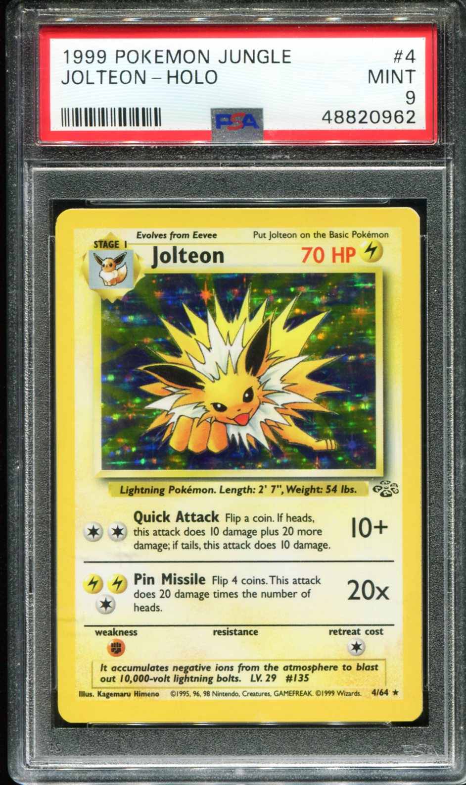 JOLTEON HOLO 4/64 PSA 9 JUNGLE POKEMON