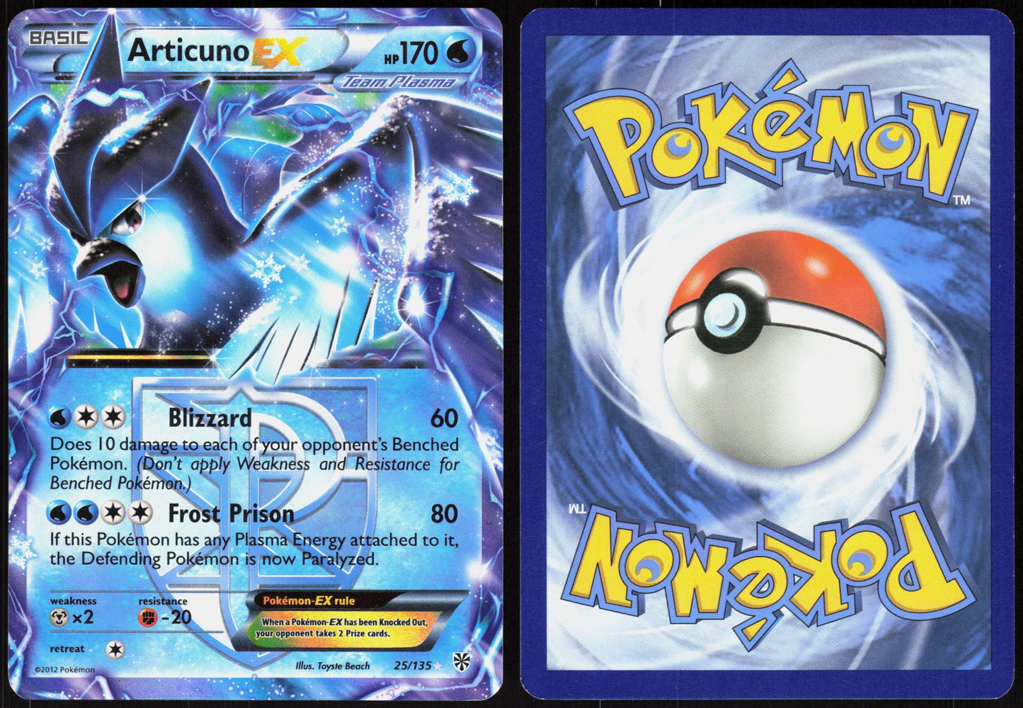 ARTICUNO EX 25/135 PLASMA STORM POKEMON EX RARE HOLO LP