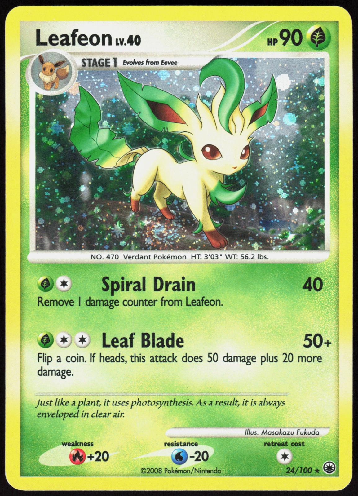 LEAFEON (DP MAJESTIC DAWN) 24/100 DECK EXCLUSIVES POKEMON HOLO RARE LP