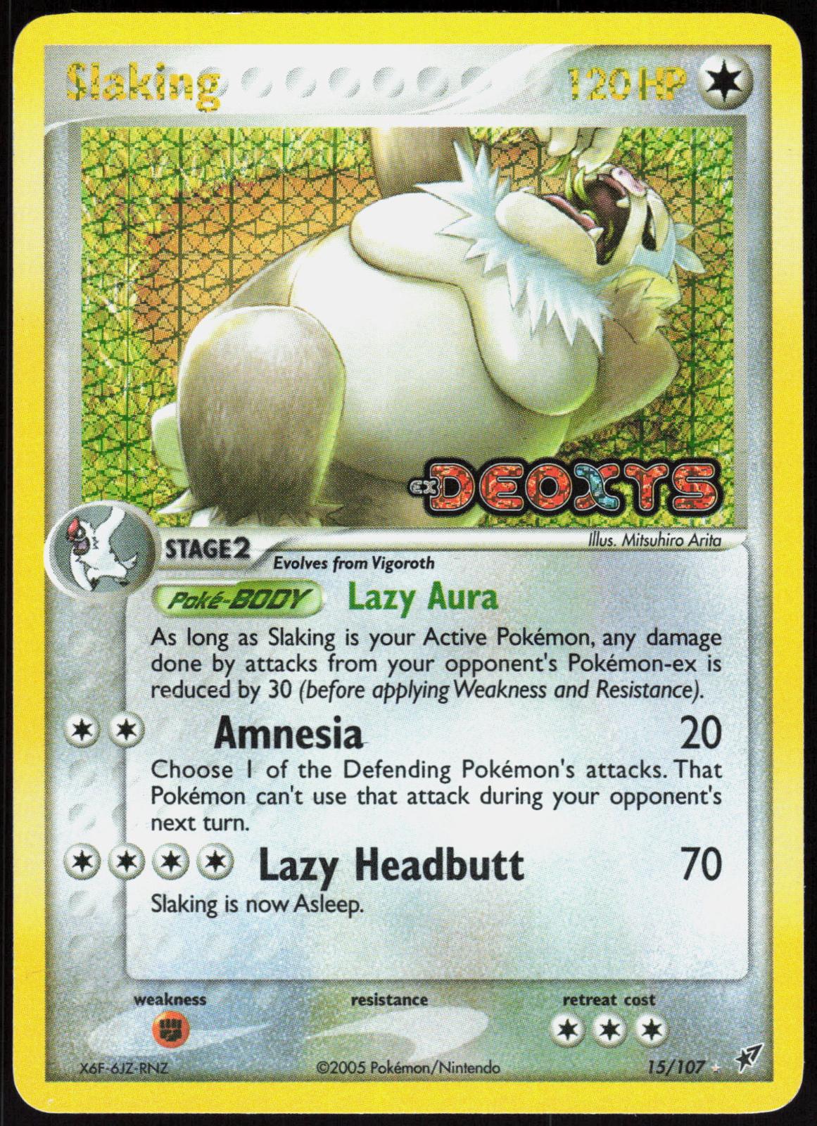 SLAKING 15/107 DEOXYS POKEMON RARE REVERSE HOLO LP