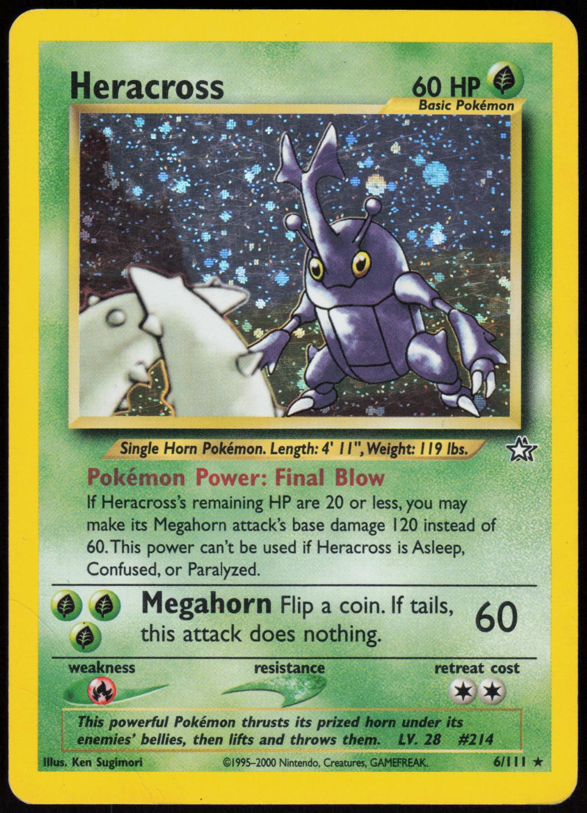 HERACROSS 6/111 NEO GENESIS POKEMON RARE UNLIMITED HOLO LP