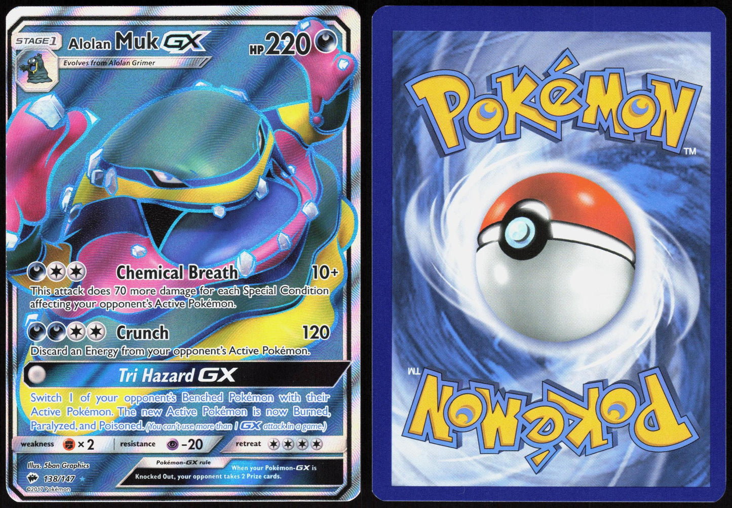 ALOLAN MUK GX 138/147 BURNING SHADOWS POKEMON ULTRA RARE HOLO LP