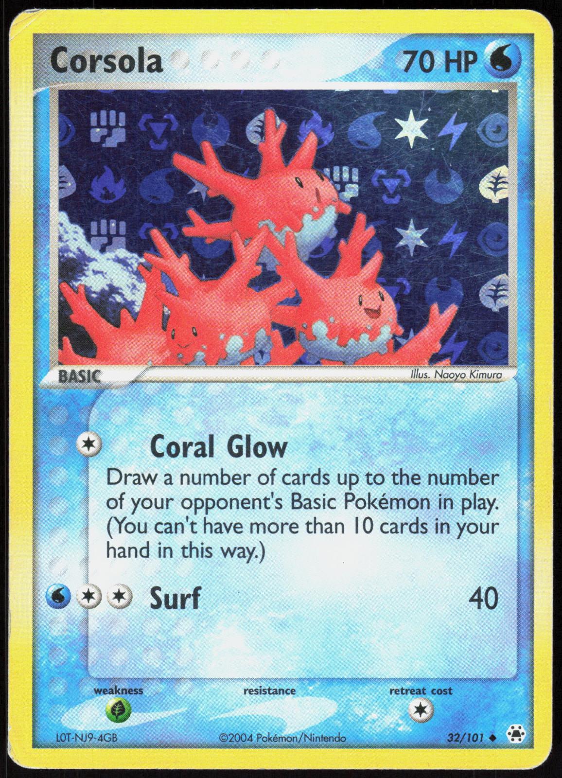 CORSOLA 32/101 HIDDEN LEGENDS POKEMON UNCOMMON REVERSE HOLO MP