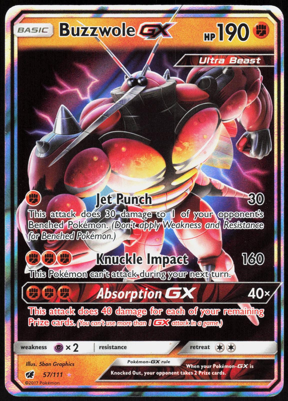 BUZZWOLE GX 57/111 CRIMSON INVASION POKEMON ULTRA RARE HOLO HP