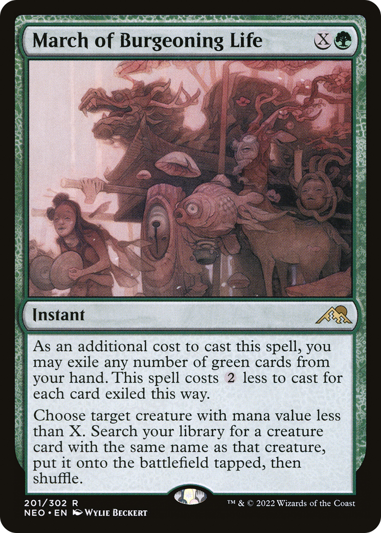 MAGIC: THE GATHERING  - March of Burgeoning Life (NEO-201) - Kamigawa: Neon Dynasty Foil