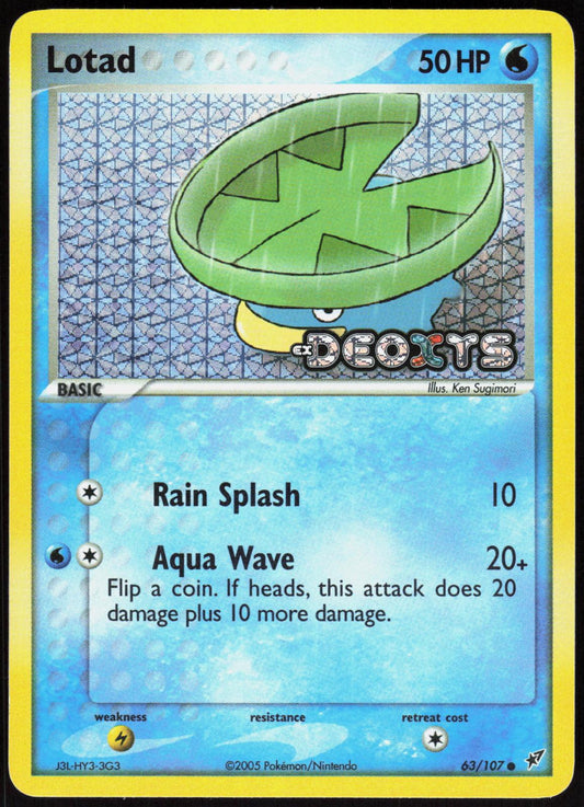 LOTAD 63/107 DEOXYS POKEMON COMMON REVERSE HOLO LP