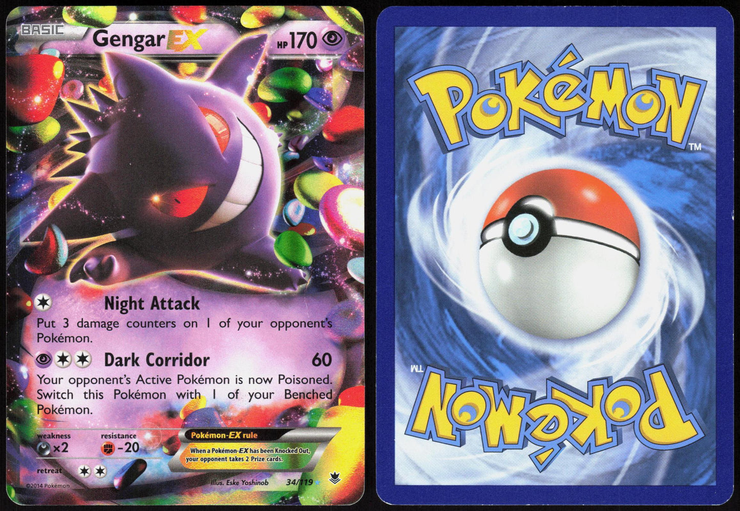 GENGAR EX 34/119 PHANTOM FORCES POKEMON EX RARE LP