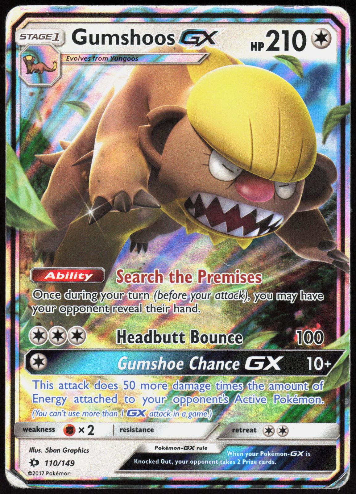 GUMSHOOS GX 110/149 SM BASE SET POKEMON ULTRA RARE HOLO HP