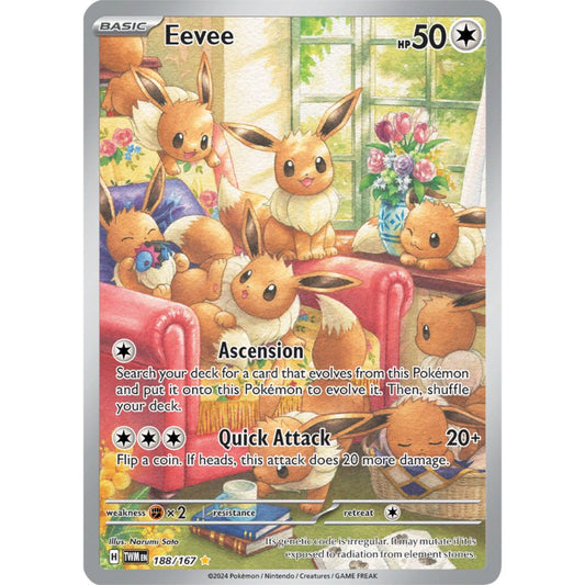 POKEMON TCG - EEVEE 188/167 TWILIGHT MASQUERADE ILLUSTRATION RARE