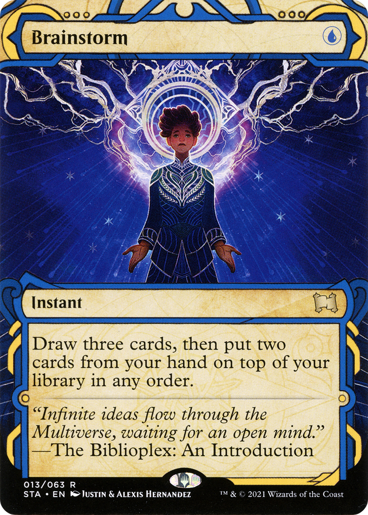 MAGIC: THE GATHERING  - Brainstorm (STA-013) - Strixhaven Mystical Archive: (Showcase) (Borderless) Etched Foil