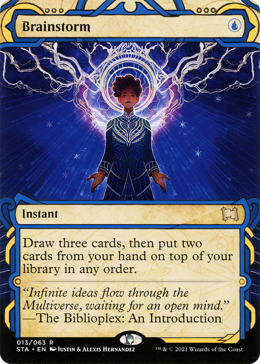MAGIC: THE GATHERING  - Brainstorm (STA-013) - Strixhaven Mystical Archive: (Showcase) (Borderless) Etched Foil