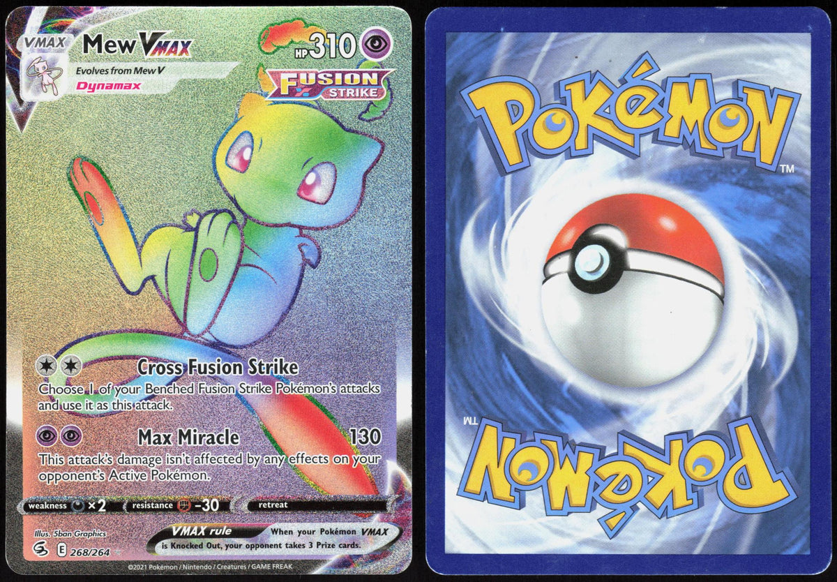 MEW VMAX 268/264 FUSION STRIKE POKEMON RAINBOW RARE HOLO MP