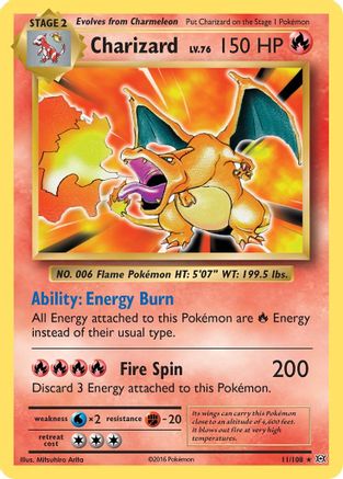 POKEMON TCG - Charizard 011/108 XY  Evolutions - Holo Rare