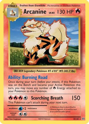 POKEMON TCG - Arcanine 018 XY  Evolutions - Rare