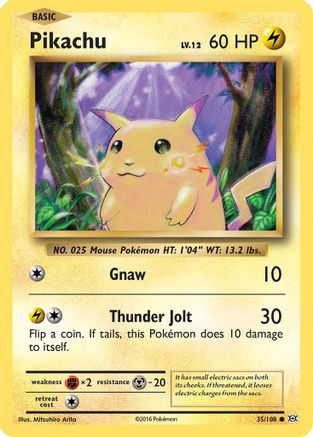 POKEMON TCG - Pikachu 035/108 XY  Evolutions - Common - Reverse Holo