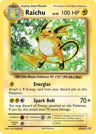 POKEMON TCG - Raichu 036 XY  Evolutions - Holo Rare