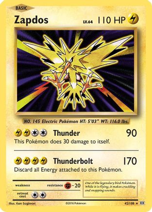 POKEMON TCG - Zapdos 042 XY  Evolutions - Holo Rare