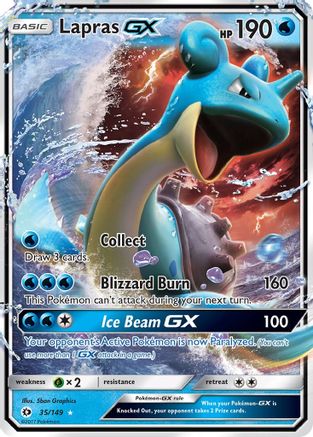 POKEMON TCG - Lapras GX 035 SM Base Set - Ultra Rare