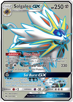 POKEMON TCG - Solgaleo GX (Full Art) 143/149 SM Base Set - Ultra Rare