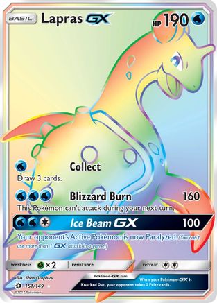 POKEMON TCG - Lapras GX (Secret) 151/149 SM Base Set - Secret Rare
