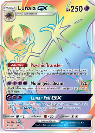 POKEMON TCG - Lunala GX (Secret) 153 SM Base Set - Secret Rare