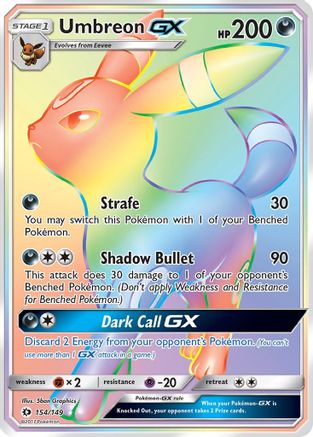 POKEMON TCG - Umbreon GX (Secret) 154/149 SM Base Set - Secret Rare