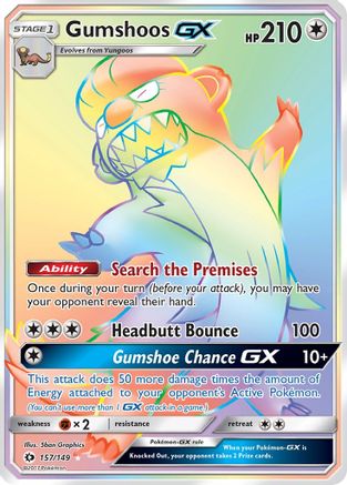 POKEMON TCG - Gumshoos GX (Secret) 157/149 SM Base Set - Secret Rare