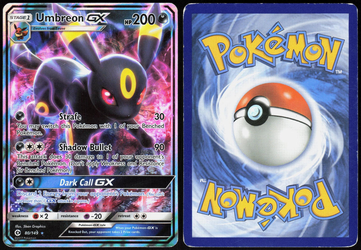 UMBREON GX 80/149 SM BASE SET POKEMON ULTRA RARE HOLO MP