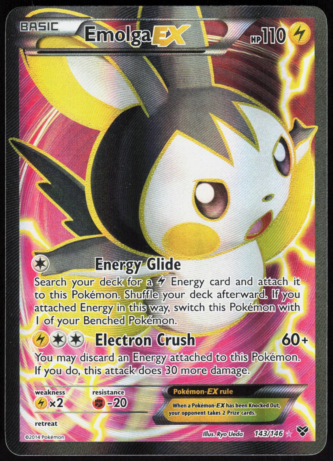 EMOLGA EX 143/146 XY BASE SET POKEMON ULTRA RARE HOLO LP