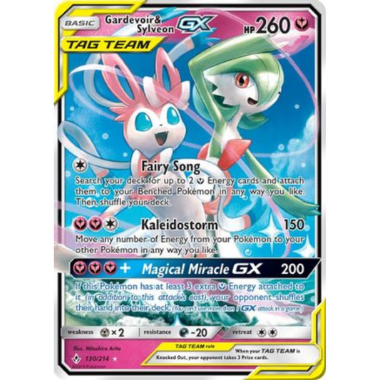 POKEMON TCG - GARDEVOIR & SYLVEON GX 130/214 UNBROKEN BONDS ULTRA RARE
