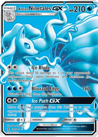 POKEMON TCG - Alolan Ninetales GX (Full Art) 132 SM  Guardians Rising - Ultra Rare