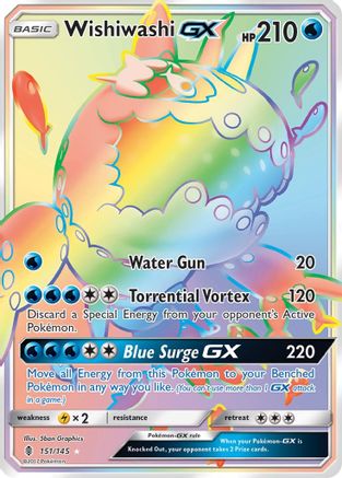 POKEMON TCG - Wishiwashi GX (Secret) 151 SM  Guardians Rising - Secret Rare