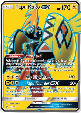 POKEMON TCG - Tapu Koko GX (Full Art)/145 SM  Guardians Rising - Ultra Rare