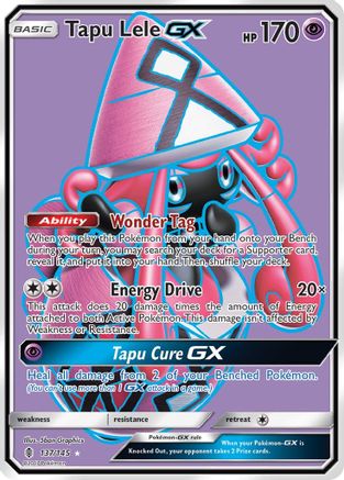 POKEMON TCG - Tapu Lele GX (Full Art) 137/145 SM  Guardians Rising - Ultra Rare
