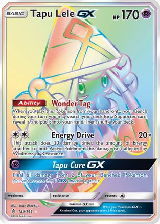 POKEMON TCG - Tapu Lele GX (Secret) 155 SM  Guardians Rising - Secret Rare