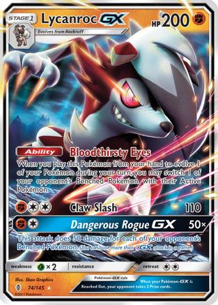 POKEMON TCG - Lycanroc GX 074/145 SM  Guardians Rising - Ultra Rare