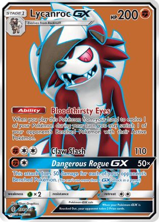 POKEMON TCG - Lycanroc GX (Full Art) 138/145 SM  Guardians Rising - Ultra Rare