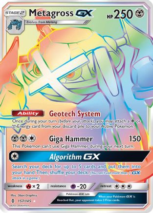 POKEMON TCG - Metagross GX (Secret) 157 SM  Guardians Rising - Secret Rare