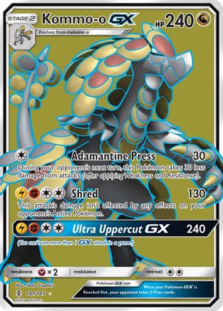 POKEMON TCG - Kommo-o GX (Full Art) SM  Guardians Rising - Ultra Rare