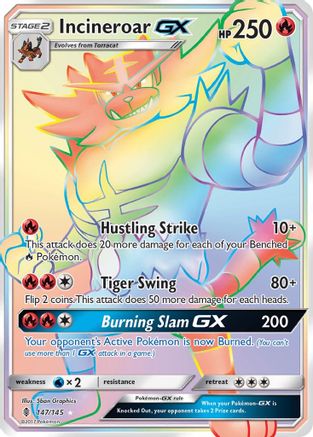 POKEMON TCG - Incineroar GX (Secret) 147 SM  Guardians Rising - Secret Rare