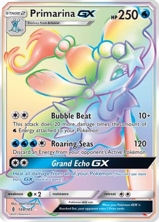 POKEMON TCG - Primarina GX (Secret) 149 SM  Guardians Rising - Secret Rare
