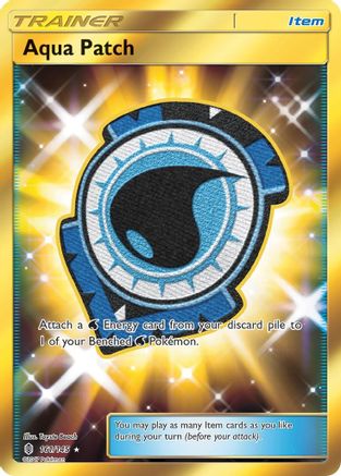 POKEMON TCG - Aqua Patch (Secret) 161 SM  Guardians Rising - Secret Rare