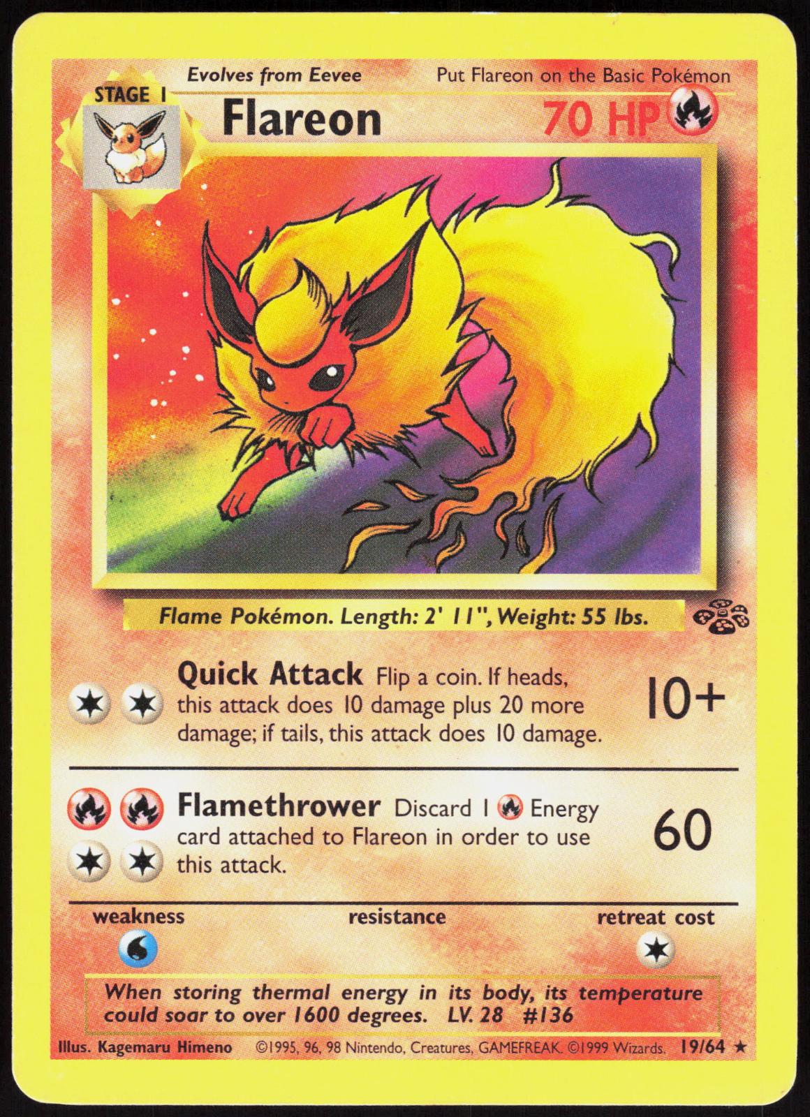 FLAREON 19/64 JUNGLE POKEMON RARE UNLIMITED MP